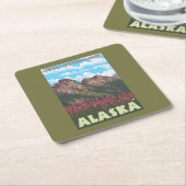 Fireweed u. Berge - Denali Nationalpark, Rechteckiger Pappuntersetzer (angewinkelt)