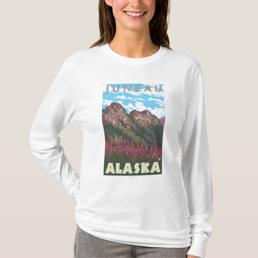 Fireweed u. Berge - Juneau, Alaska T-Shirt (Vorderseite)