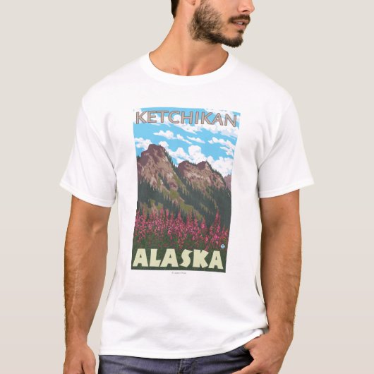 Fireweed u. Berge - Ketchikan, Alaska T-Shirt (Vorderseite)