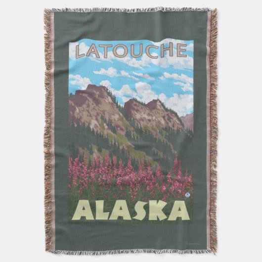 Fireweed u. Berge - Latouche, Alaska Decke (Vorderseite Vertikal)