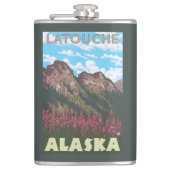 Fireweed u. Berge - Latouche, Alaska Flachmann (Vorderseite)