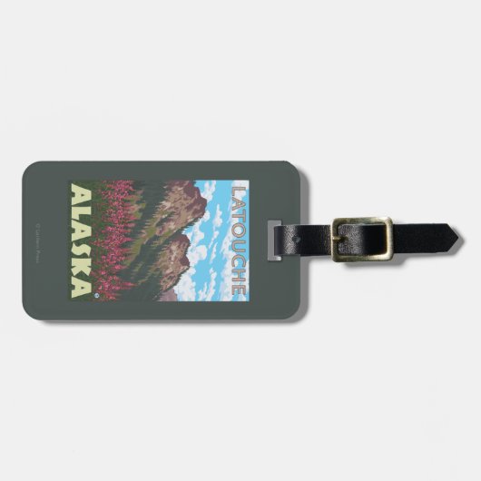 Fireweed u. Berge - Latouche, Alaska Gepäckanhänger (Vorderseite horizontal)