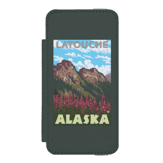 Fireweed u. Berge - Latouche, Alaska Incipio iPhone Geldbeutel-Hülle (Folio Vorderseite)