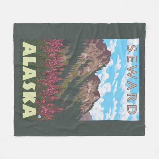 Fireweed u. Berge - Seward, Alaska Fleecedecke (Vorderseite (Horizontal))