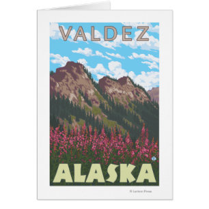 Fireweed u. Berge - Valdez, Alaska