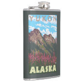 Fireweed u. Berge - Yukon, Alaska Flachmann (Rechts)