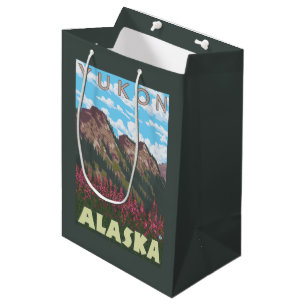 Fireweed u. Berge - Yukon, Alaska Mittlere Geschenktüte