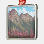 Fireweed u. Berge - Yukon, Alaska Silbernes Ornament (Links)