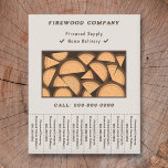 Firewood-Lieferung und Abreißen der Streifen Flyer<br><div class="desc">Ein brauner Flyer mit Abreißstreifen und eine Illustration eines Holzstapels für die Lieferung und Lieferung von Brennholz oder Lumberjack!</div>