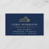 Firewood Supply Service Navy Blue Gold QR Code Visitenkarte (Vorderseite)