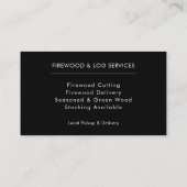 Firewood Supply Service Wooden Log Visitenkarte (Rückseite)