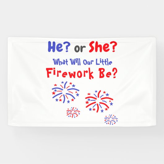 Firework American Gender Reveal Banner (Horizontal)