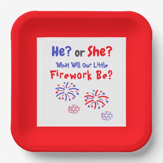 Firework American Gender Reveal Paper Plate Pappteller (Vorderseite)