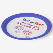 Firework American Gender Reveal Paper Plate Pappteller (Schrägansicht)