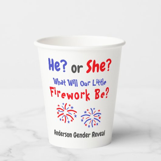 Firework American Gender Reveal Pappbecher (Vorderseite)