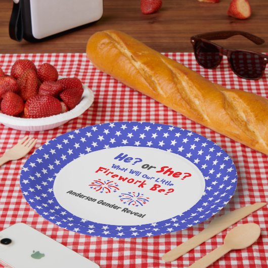 Firework American Gender Reveal Pappteller (Picknick)