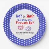 Firework American Gender Reveal Pappteller (Vorderseite)