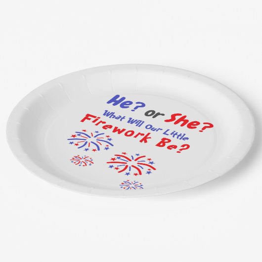 Firework American Gender Reveal Pappteller (Schrägansicht)