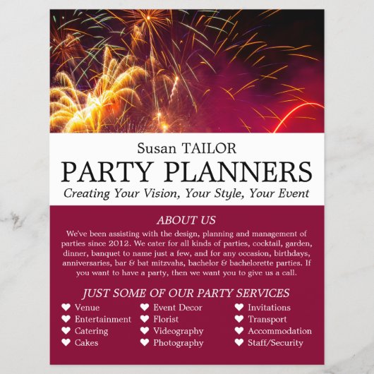 Firework-Anzeige, Party-Event-Plannerwerbung Flyer (Vorne)