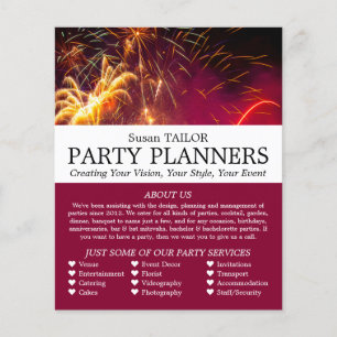 Firework-Anzeige, Party-Event-Plannerwerbung Flyer