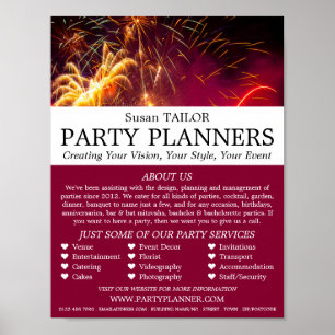 Firework-Anzeige, Party-Event-Plannerwerbung Poster