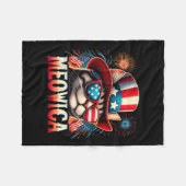 Firework Cat Funny Patriotic Kitty Cat Meowica 4. Fleecedecke (Vorderseite (Horizontal))