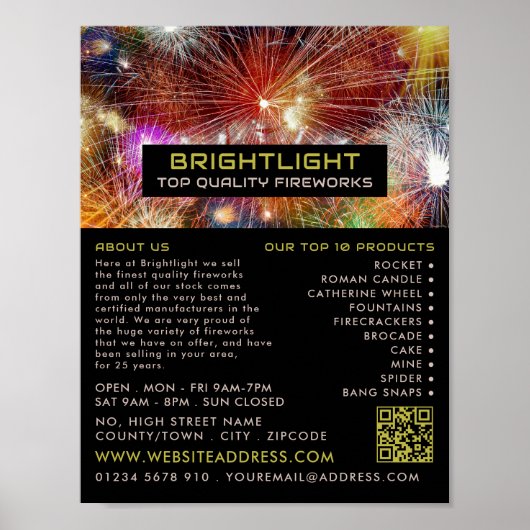 Firework Display, Fireworks Sales Advertising Poster (Vorne)