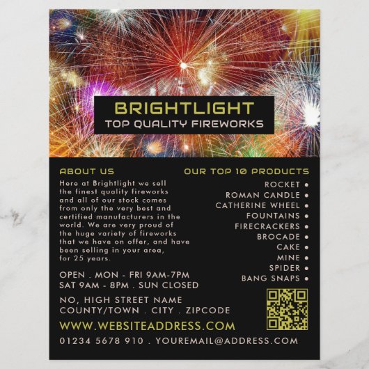 Firework Display, Fireworks Sales Flyer (Vorne)