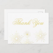 Firework Elegantes Gold Script Vielen Dank Postcar Postkarte (Vorne/Hinten)
