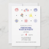 Firework Icons 4. Juli Party Einladung (Vorderseite)