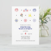 Firework Icons 4. Juli Party Einladung (Stehend Vorderseite)