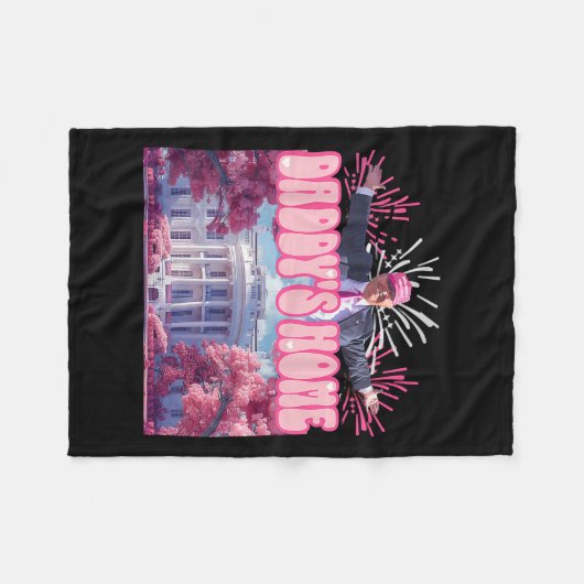 Firework Pink - Daddys Zuhause Trump 2024 Fleecedecke (Vorderseite (Horizontal))