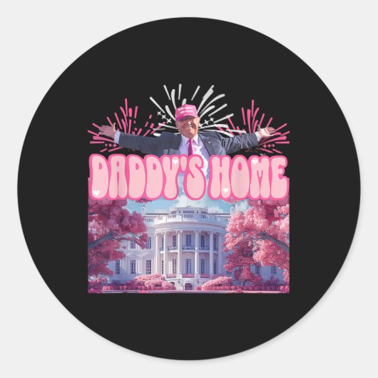 Firework Pink - Daddys Zuhause Trump 2024 Runder Aufkleber (Vorderseite)
