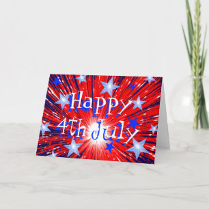 Firework Red White Blue "4. Juli" Kartenvordertext Karte