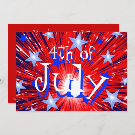 Firework Red White Blue '4. Juli' Party Einladung (Vorne/Hinten)