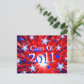 Firework Red White Blue 'Class of 2011' Postkarte (Stehend Vorderseite)