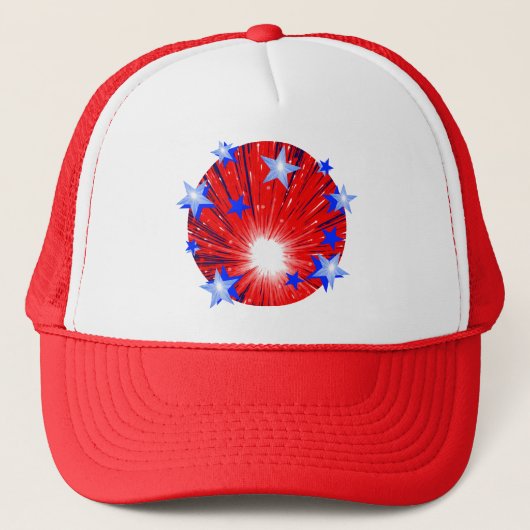 Firework Red White Blue Hut Truckerkappe (Vorderseite)