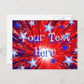 Firework Red White Blue Postcard "Your Text" Postkarte (Vorne/Hinten)