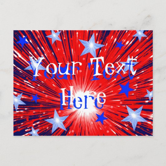 Firework Red White Blue Postcard "Your Text" Postkarte (Vorderseite)