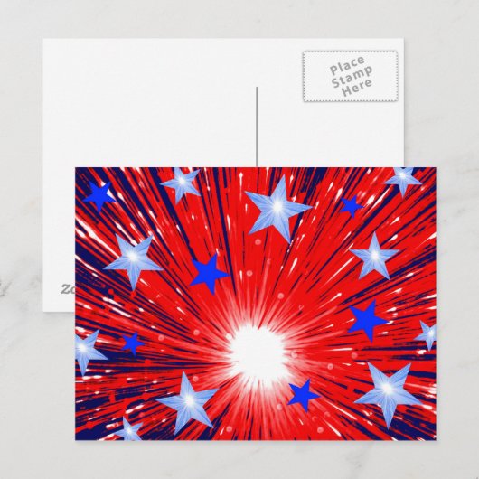 Firework Red White Blue Postkarte (Vorne/Hinten)