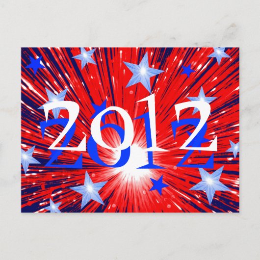 Firework Red White Blue Postkarte "2012" (Vorderseite)