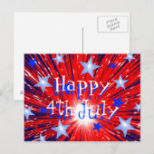 Firework Red White Blue Postkarte "Happy 4th July" (Vorne/Hinten)