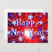 Firework Red White Blue Postkarte "Happy New Year" (Vorne/Hinten)