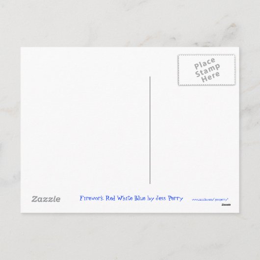 Firework Red White Blue Postkarte "Happy New Year" (Rückseite)