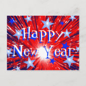 Firework Red White Blue Postkarte "Happy New Year" (Vorderseite)