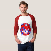 Firework Red White Blue 'USA' 3/4-Ärmel T-Shirt (Vorne ganz)