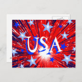 Firework Red White Blue 'USA' Postkarte (Vorne/Hinten)