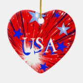 Firework Red White Blue 'USA' Zierherz Keramikornament (Hinten)