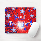 Firework Red White Blue "Your Text" Mousepad (Mit Mouse)