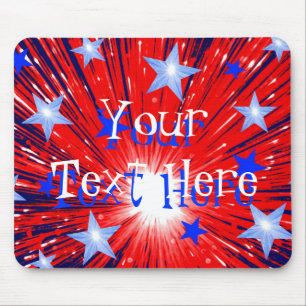 Firework Red White Blue 'Your Text' mousepad